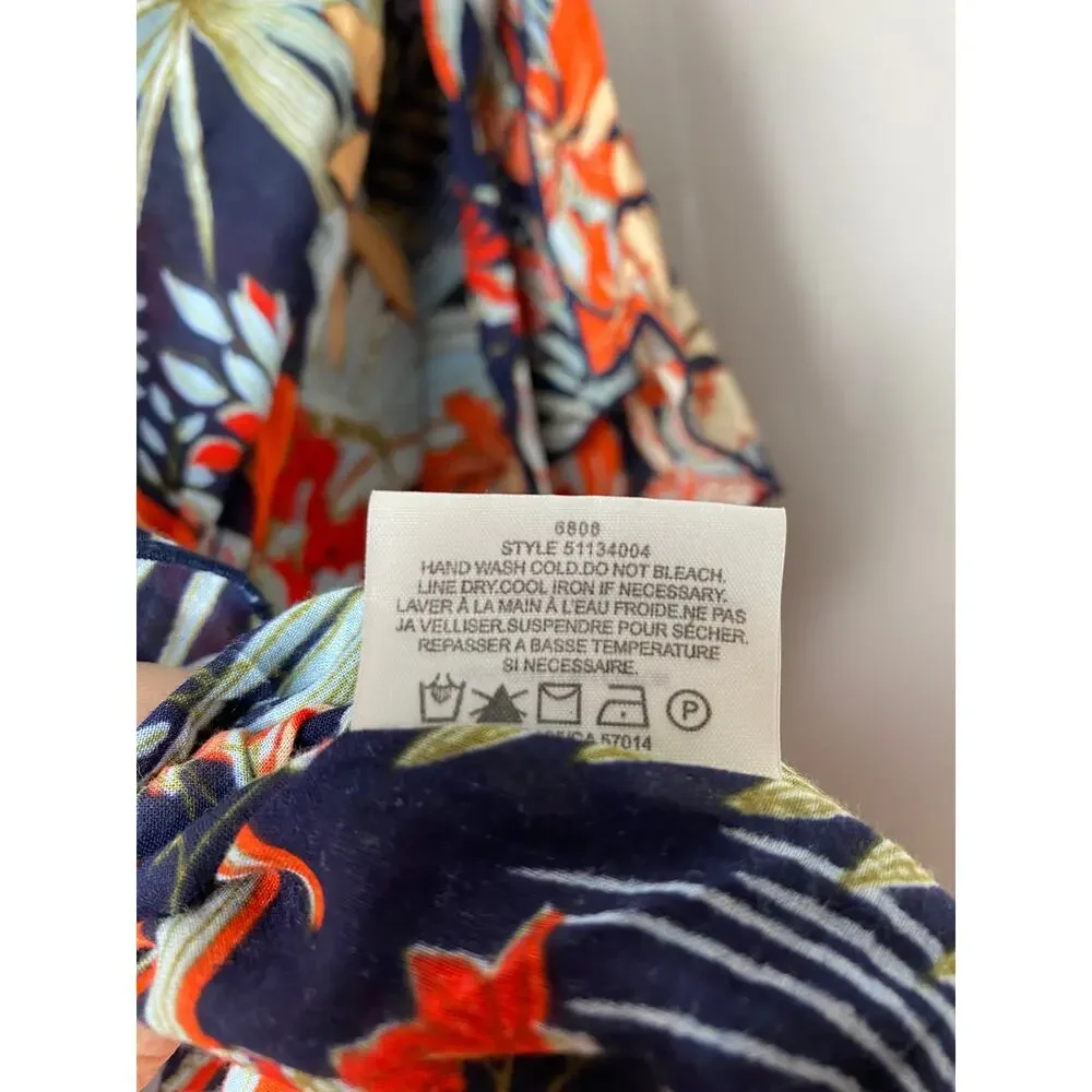 TORY BURCH SWIM COVERUP XS S CAFTAN CALATHEA SHORT MINI SWIM 100% COTTON TIE
